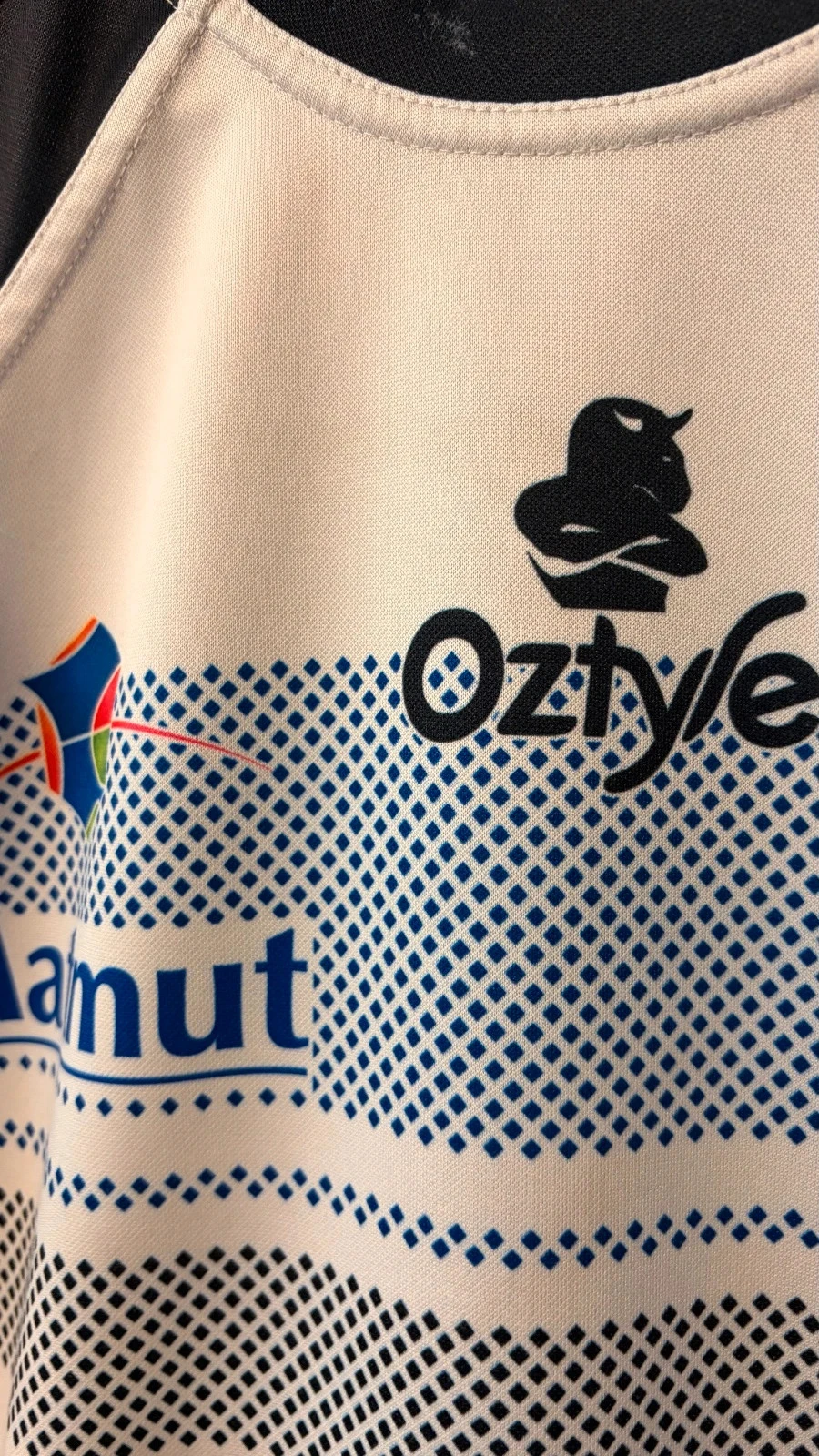 Maillot rugby t-shirt blanc bleu 2XL L 100% coton bio Castres Olympique moulant 2010 vintage ancien – photo 5